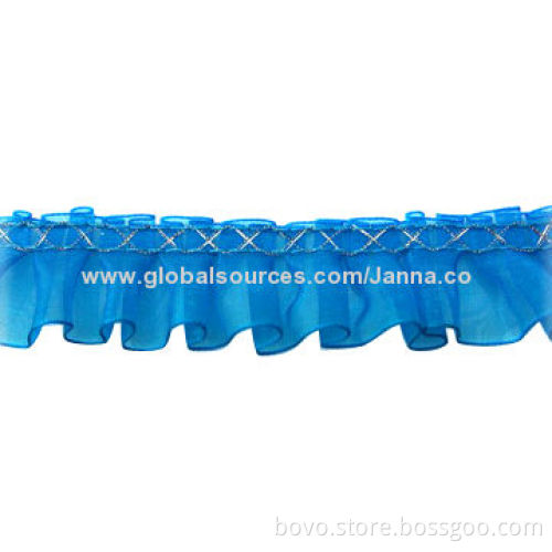Blue color ruffled lace trimming, cute design for child clothing, various color are availableNew